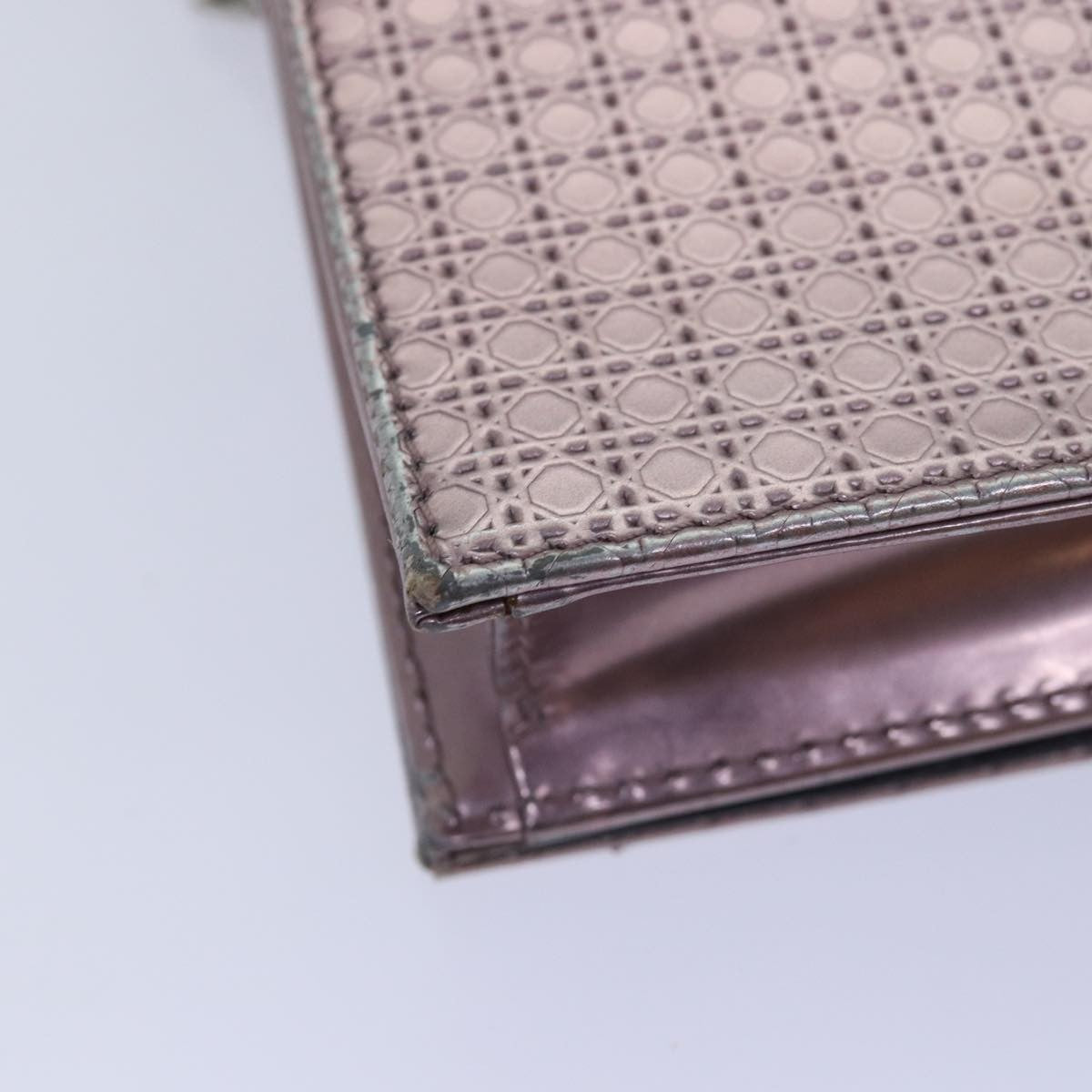 Christian Dior Lady Dior Croisiere Chain Wallet Micro Cannage Metallic Calfskin, PINK, LEATHER, Shoulder bag