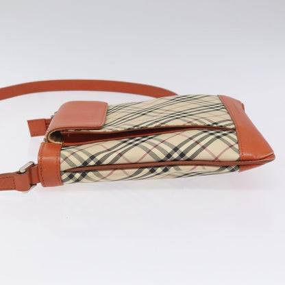 Burberry Front Pocket Messenger Bag Check Embossed Leather, BEIGE, CANVAS, Shoulder bag
