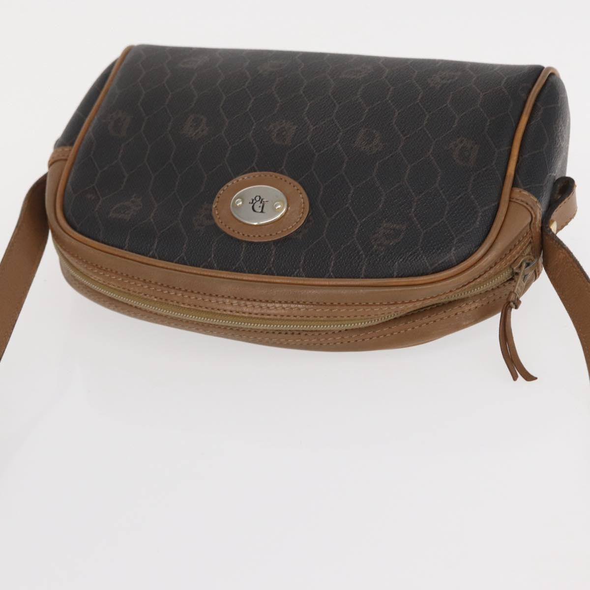 Christian Dior Vintage Honeycomb Shoulder Bag Canvas and Leather, BLACK, CANVAS, Shoulder bag