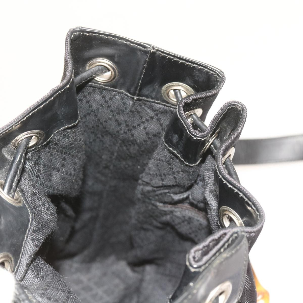 Gucci Vintage Bamboo Shoulder Bag Nylon, BLACK, NYLON, Shoulder bag