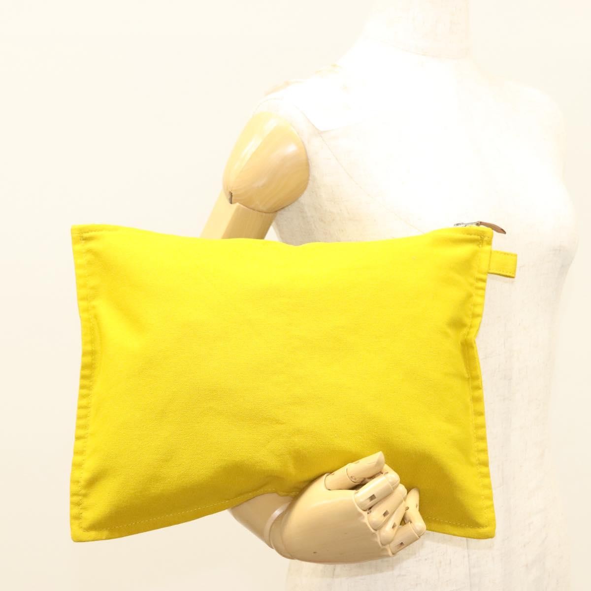 Hermes Bora Bora Pouch Toile, YELLOW, CANVAS, Clutche & pouche