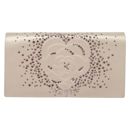 Chanel Camellia Diamante Convertible Clutch Crystal Embellished Satin, PINK, SATIN, Shoulder bag