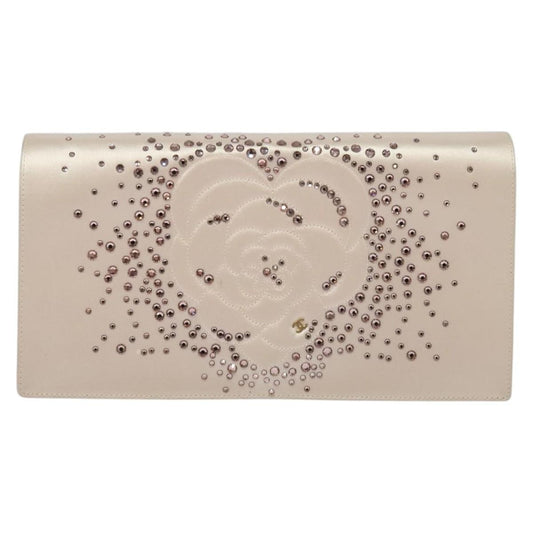 Chanel Camellia Diamante Convertible Clutch Crystal Embellished Satin, PINK, SATIN, Shoulder bag