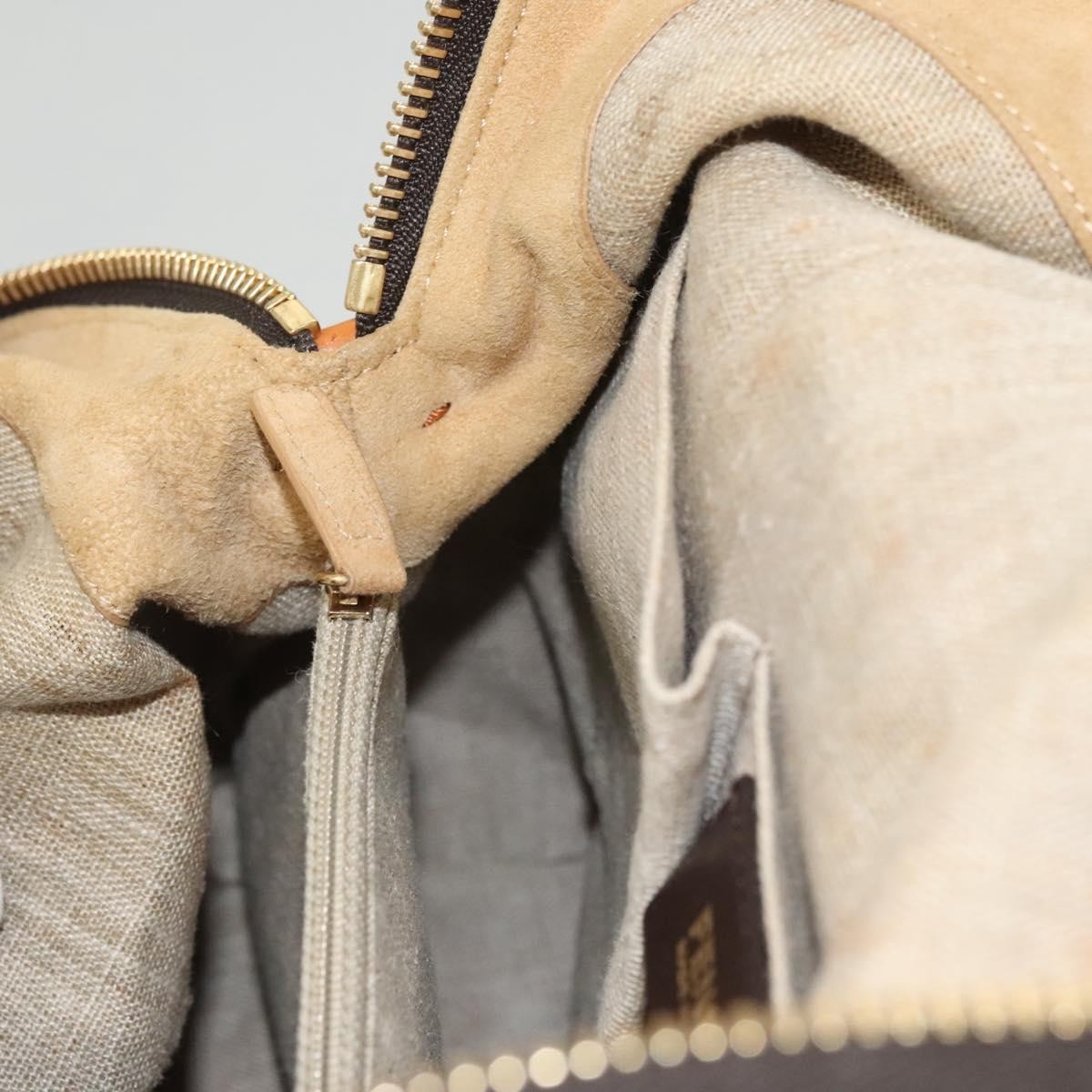 Fendi Pequin 2Bag Canvas and Leather, BROWN, CANVAS, Shoulder bag