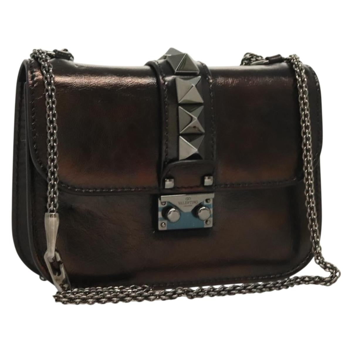 Valentino Garavani Glam Lock Shoulder Bag Leather, BROWN, LEATHER, Shoulder bag