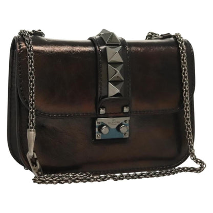 Valentino Garavani Glam Lock Shoulder Bag Leather, BROWN, LEATHER, Shoulder bag