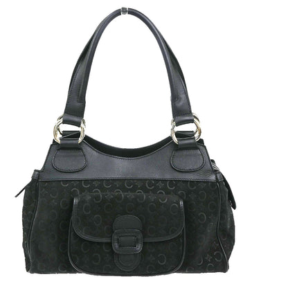 Celine C Macadam Handbag Suede, Black, Suede, Shoulder Bag