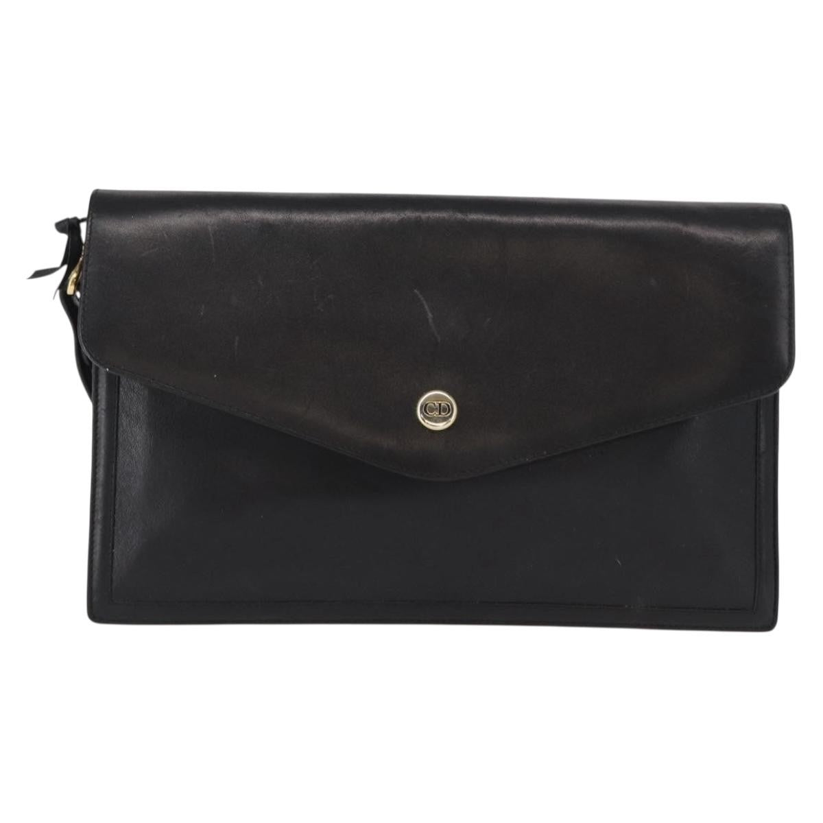Christian Dior Clutch bag Leather, BLACK, LEATHER, Clutche & pouche