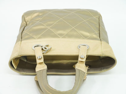 Chanel Biarritz Tote Quilted Coated Canvas, METALLIC, CANVAS, Tote bag