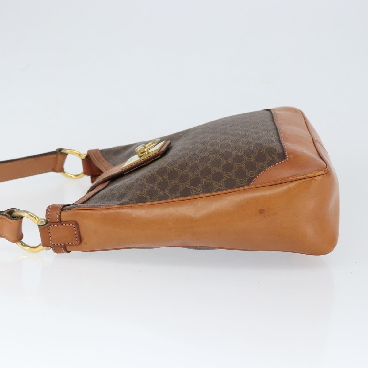 Celine Vintage Macadam Shoulder Bag Canvas and Leather, BROWN, CANVAS, Shoulder bag