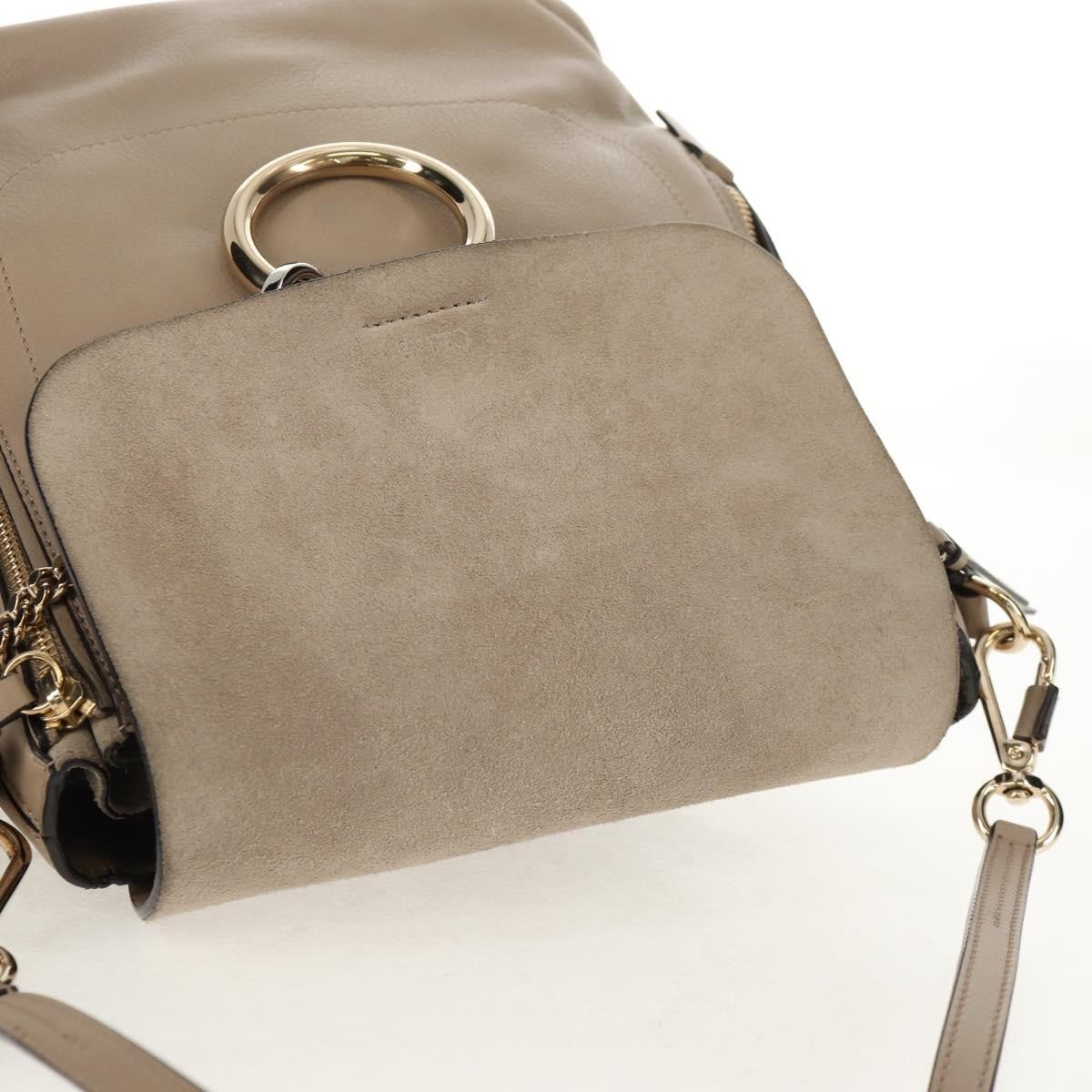Chloe Faye Backpack Leather and Suede, BEIGE, LEATHER, Backpack
