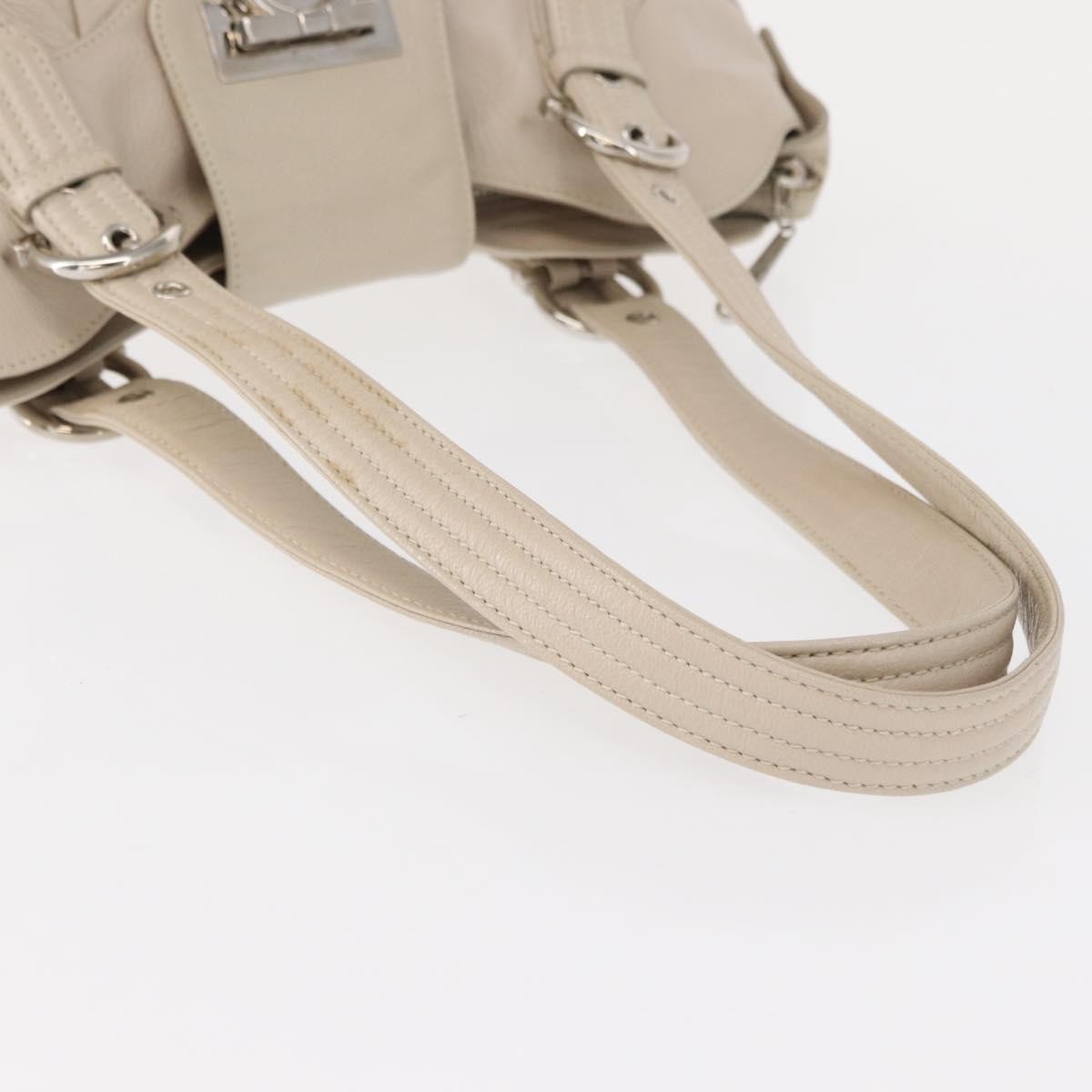 Salvatore Ferragamo Gancini Shoulder Bag Leather, WHITE, LEATHER, Shoulder bag