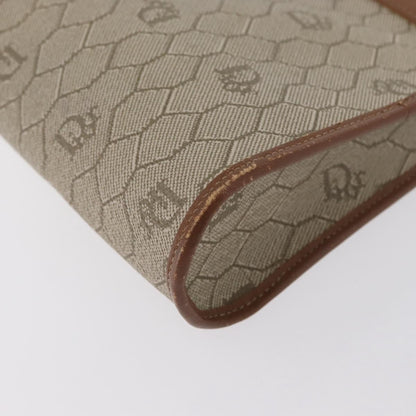 Christian Dior Vintage Honeycomb Zip Pouch Canvas and Leather, BEIGE, CANVAS, Clutche & pouche