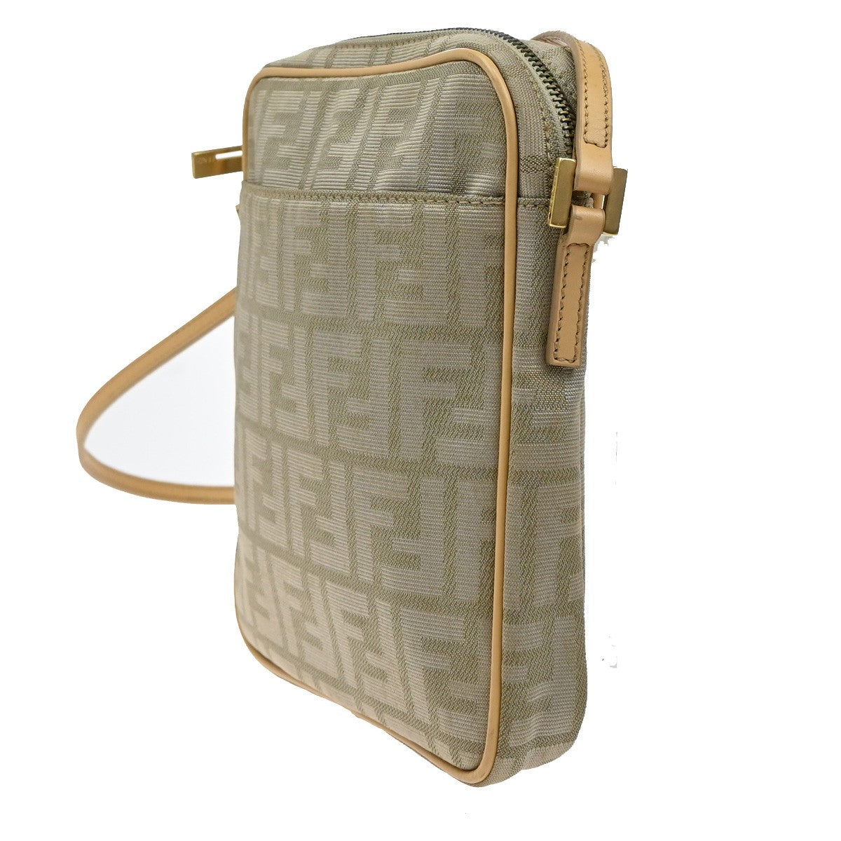 Fendi Logo Zucca Shoulder Bag Zucca, BEIGE, CANVAS, Shoulder bag