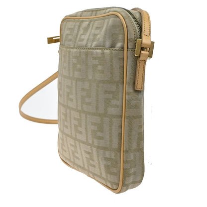 Fendi Logo Zucca Shoulder Bag Zucca, BEIGE, CANVAS, Shoulder bag