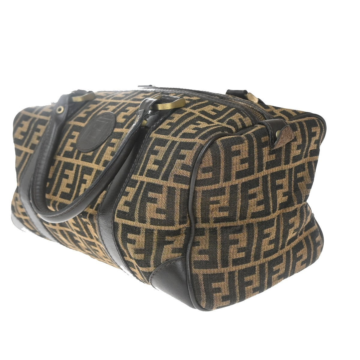Fendi Convertible Boston Bag Zucca Canvas, BROWN, CANVAS, Travel bag