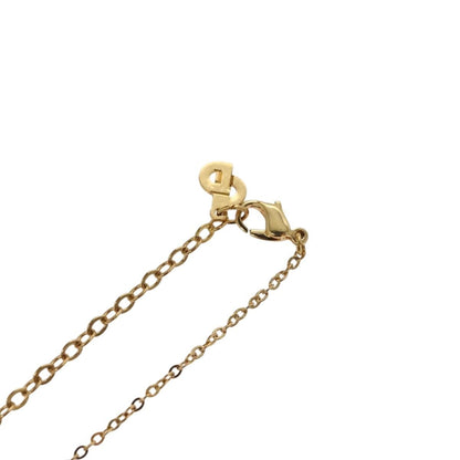 Christian Dior Logo Heart Pendant Necklace Metal with Crystal, GOLD, METAL, Necklace
