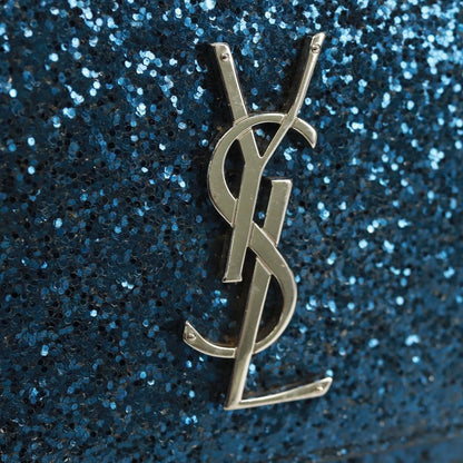 Saint Laurent Sunset Satchel Glitter, BLUE, LEATHER, Shoulder bag