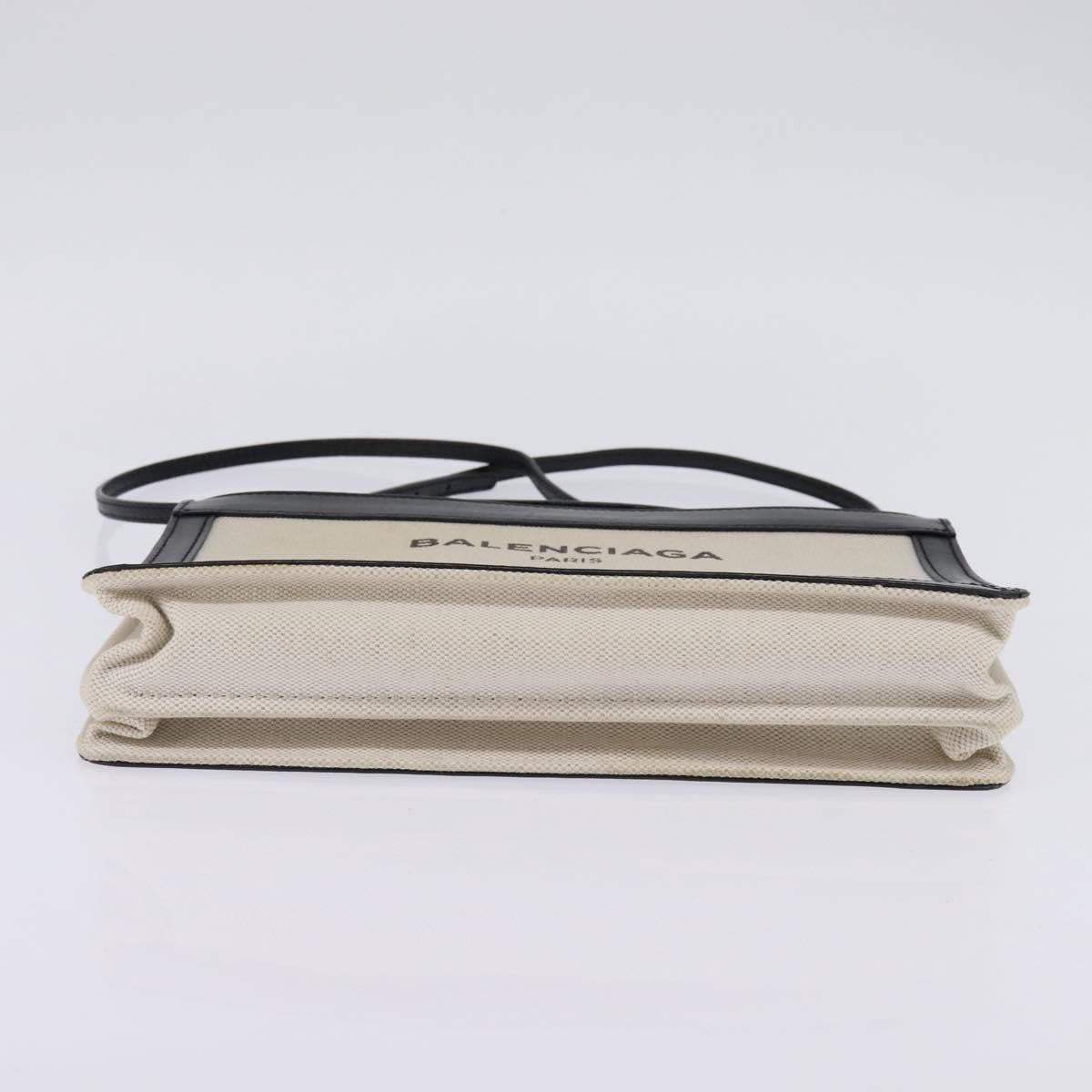 Balenciaga Navy Pochette Canvas and Leather, WHITE, CANVAS, Clutche & pouche