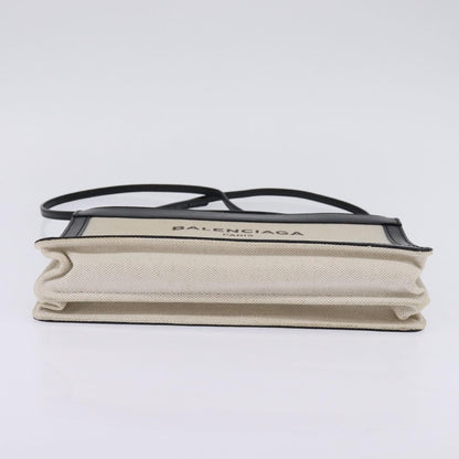 Balenciaga Navy Pochette Canvas and Leather, WHITE, CANVAS, Clutche & pouche