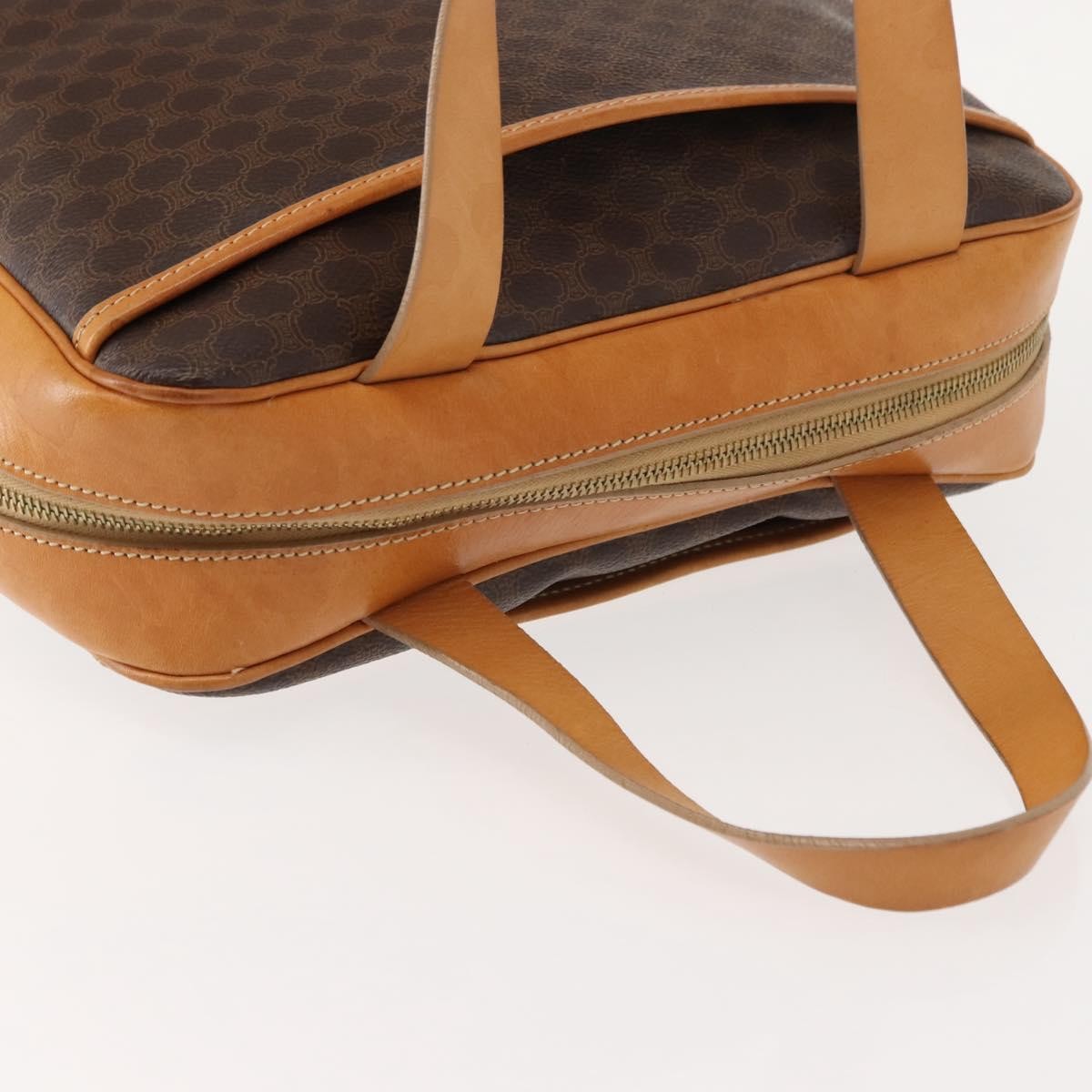 Celine Vintage Macadam Handbag Canvas and Leather, BROWN, CANVAS, Handbag