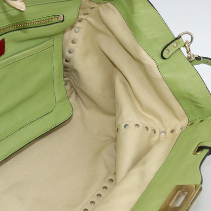 Valentino Garavani Rockstud Tote Textured Leather, GREEN, LEATHER, Tote bag