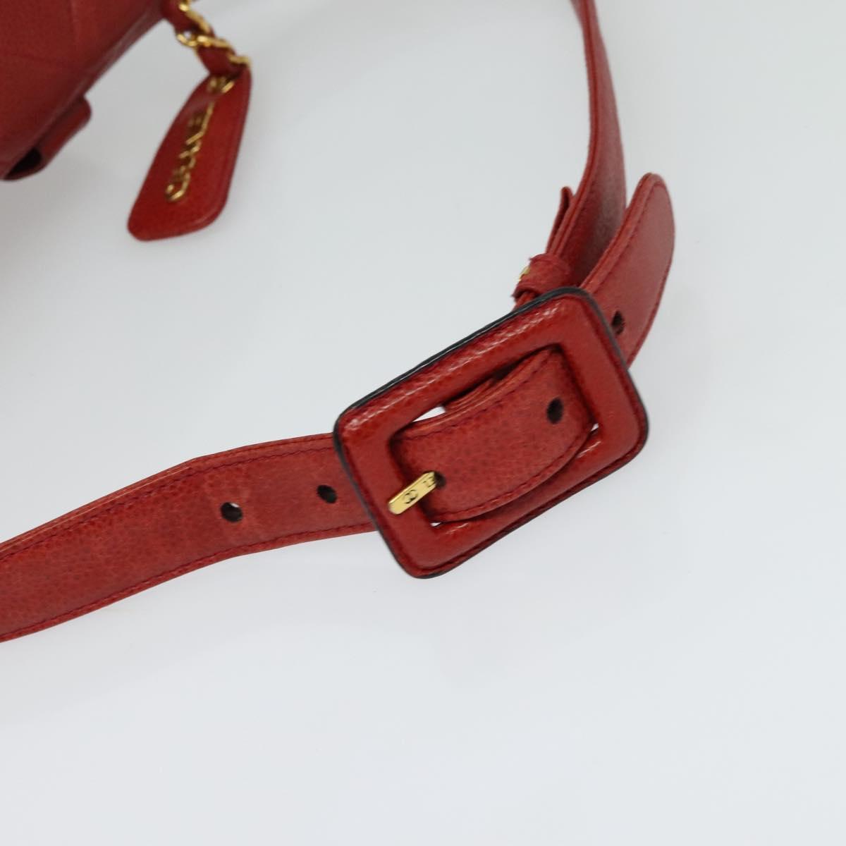 Chanel Vintage Zip Belt Bag Quilted Lambskin, RED, LEATHER, Clutche & pouche