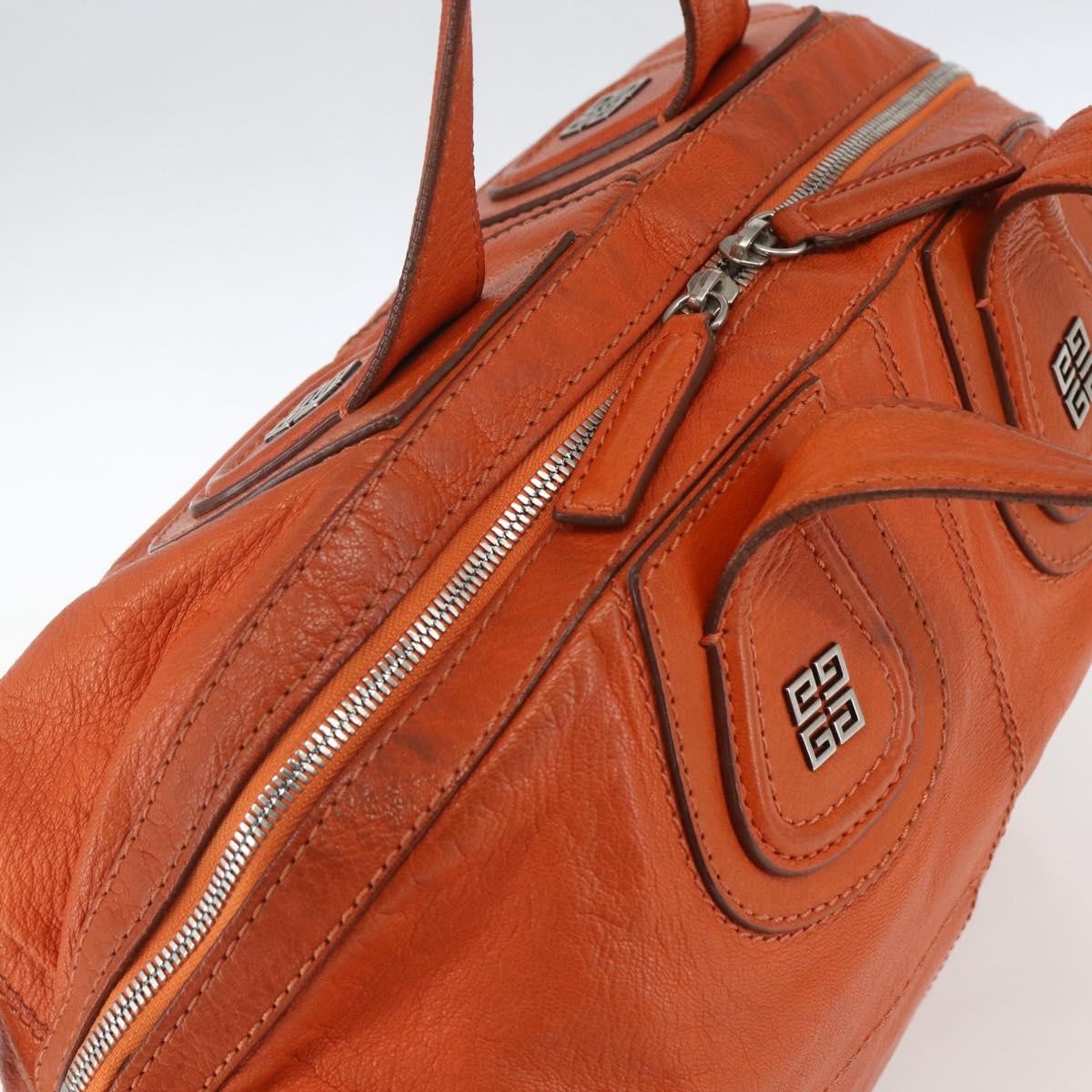 Givenchy Nightingale Satchel Leather, ORANGE, LEATHER, Handbag
