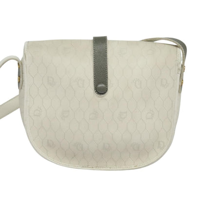 Christian Dior Vintage Honeycomb Flap Crossbody Bag Canvas and Leather, WHITE, CANVAS, Shoulder bag