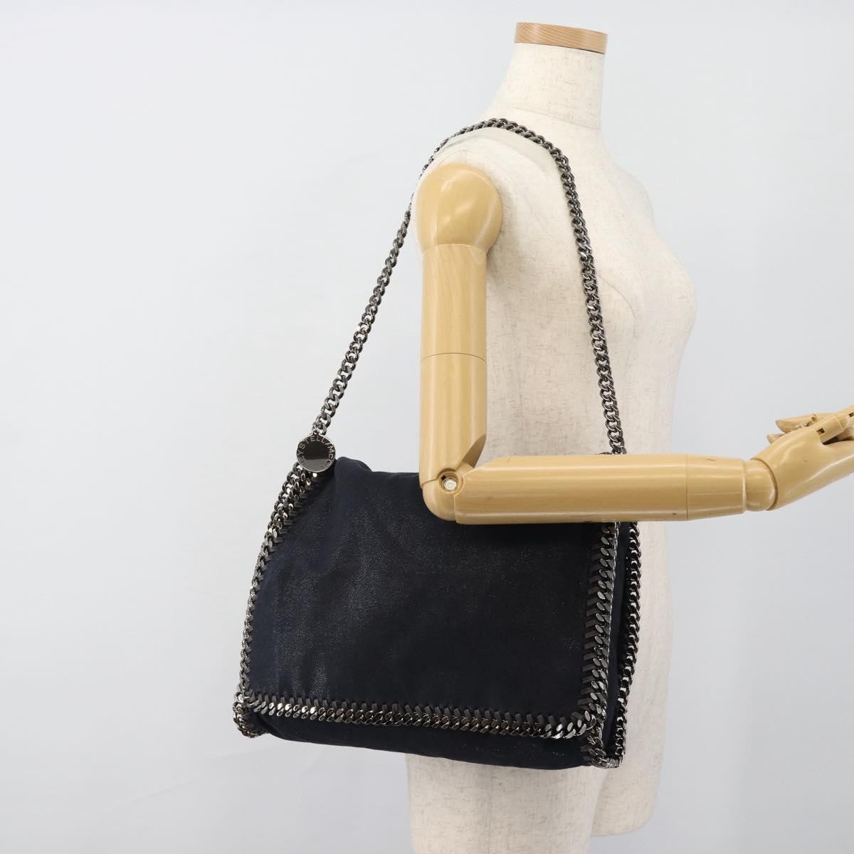Stella McCartney Falabella Fold Over Flap Crossbody Bag Shaggy Deer, Navy, Synthetic, Shoulder Bag