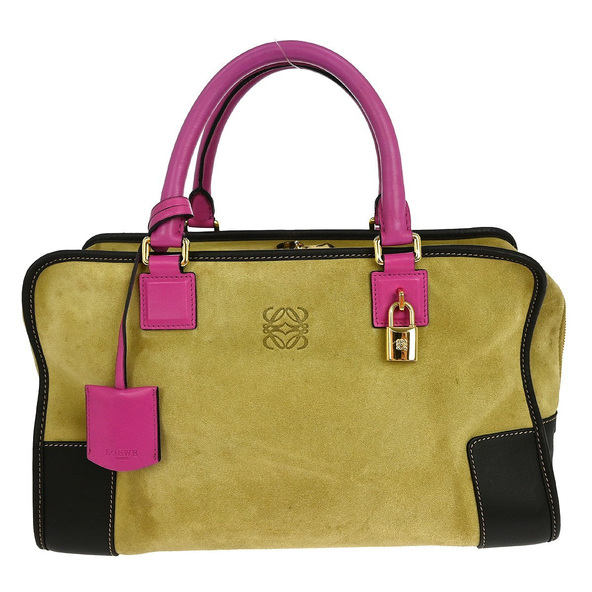 Loewe Amazona suede suede bag, BEIGE, LEATHER, Handbag