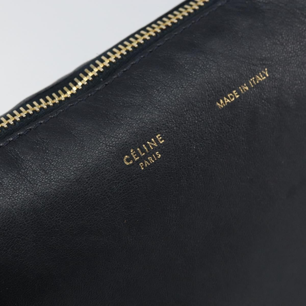 Celine Vintage Shoulder Bag Leather, NAVY, LEATHER, Shoulder bag