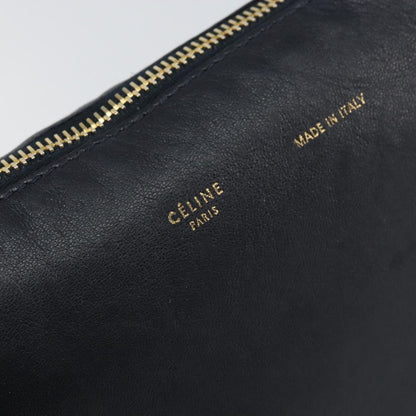 Celine Vintage Shoulder Bag Leather, NAVY, LEATHER, Shoulder bag