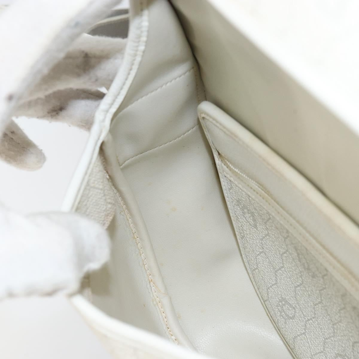 Christian Dior Vintage Honeycomb Flap Crossbody Bag Canvas and Leather, WHITE, CANVAS, Shoulder bag