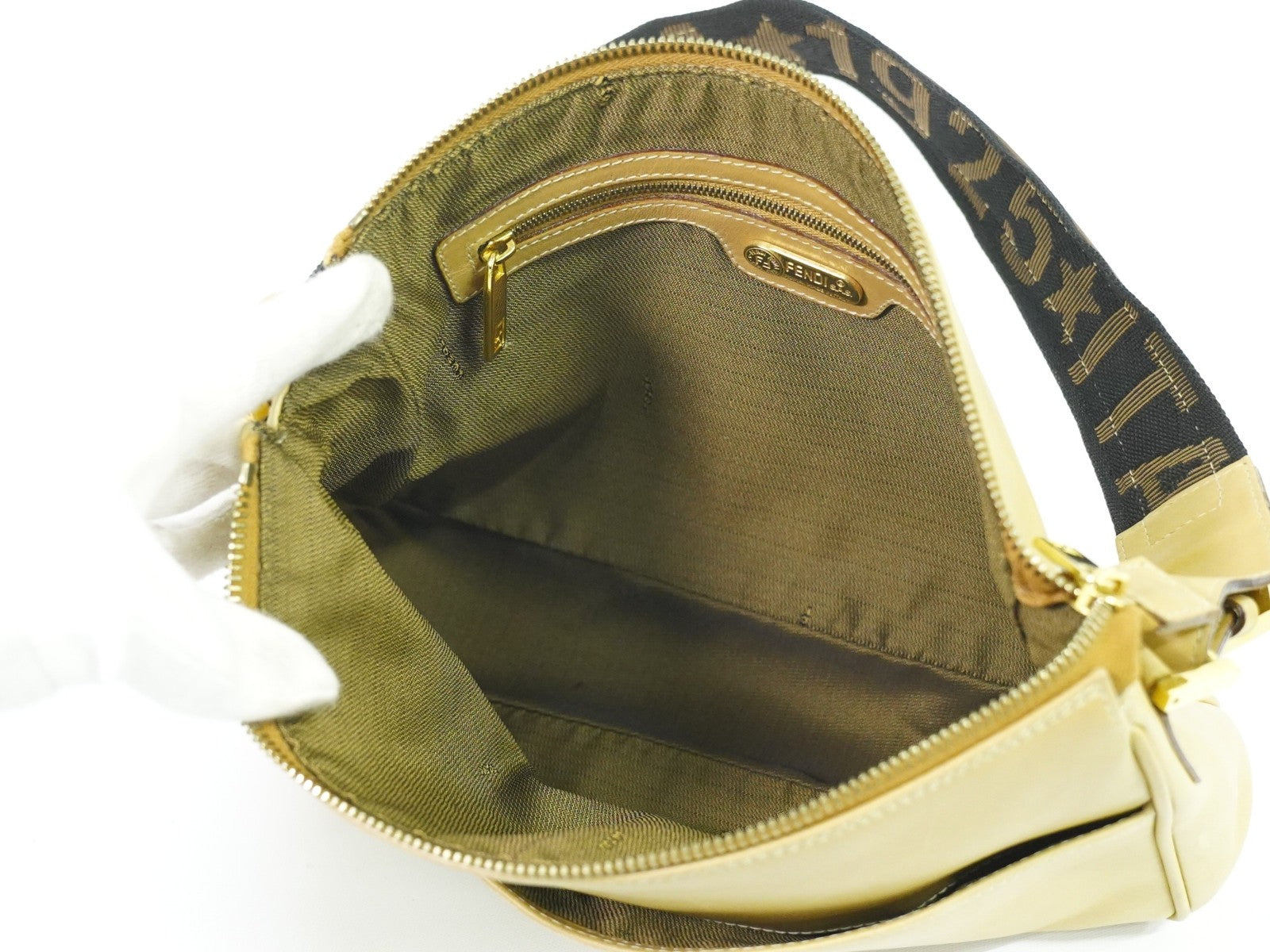 Fendi Baguette Bag Leather, BEIGE, LEATHER, Handbag