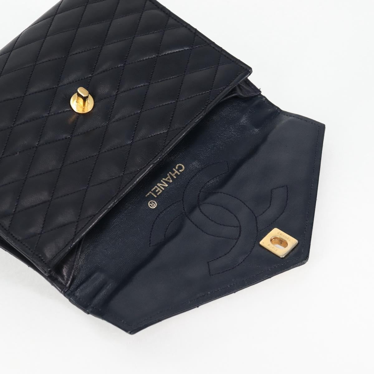 Chanel Vintage Envelope Flap Shoulder Bag Quilted Lambskin, BLACK, LACE, Shoulder bag