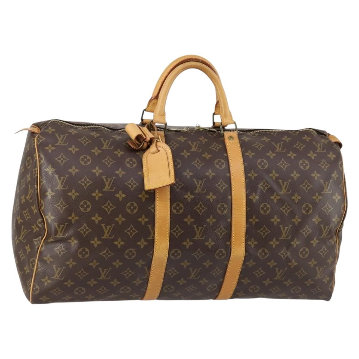 Louis Vuitton Keepall Bag Monogram Canvas, BROWN, CANVAS, Travel bag