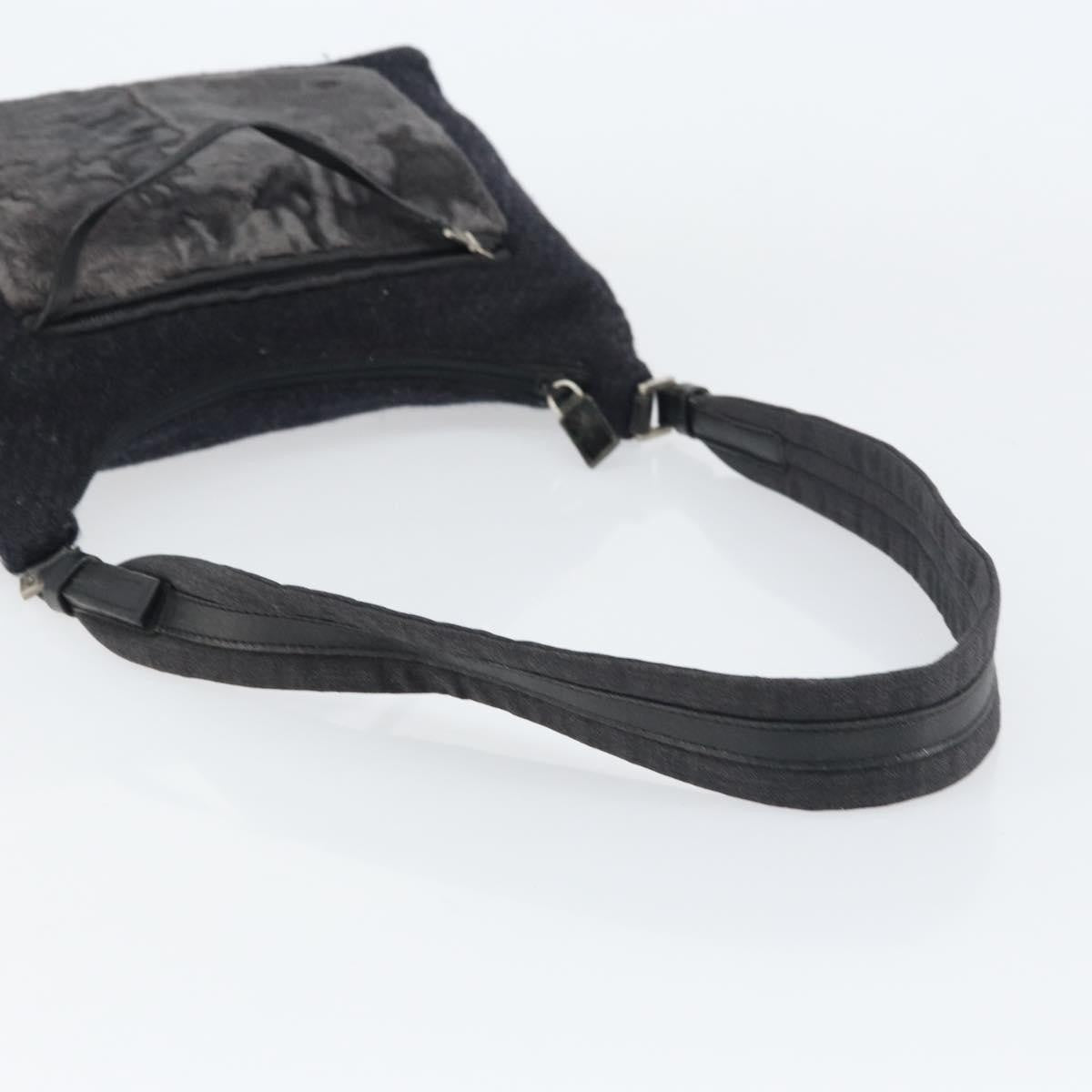 Prada Vintage Shoulder Bag Wool, BLACK, WOOL, Shoulder bag