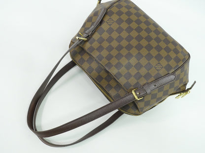 Louis Vuitton Belem Handbag Damier, BROWN, CANVAS, Shoulder bag