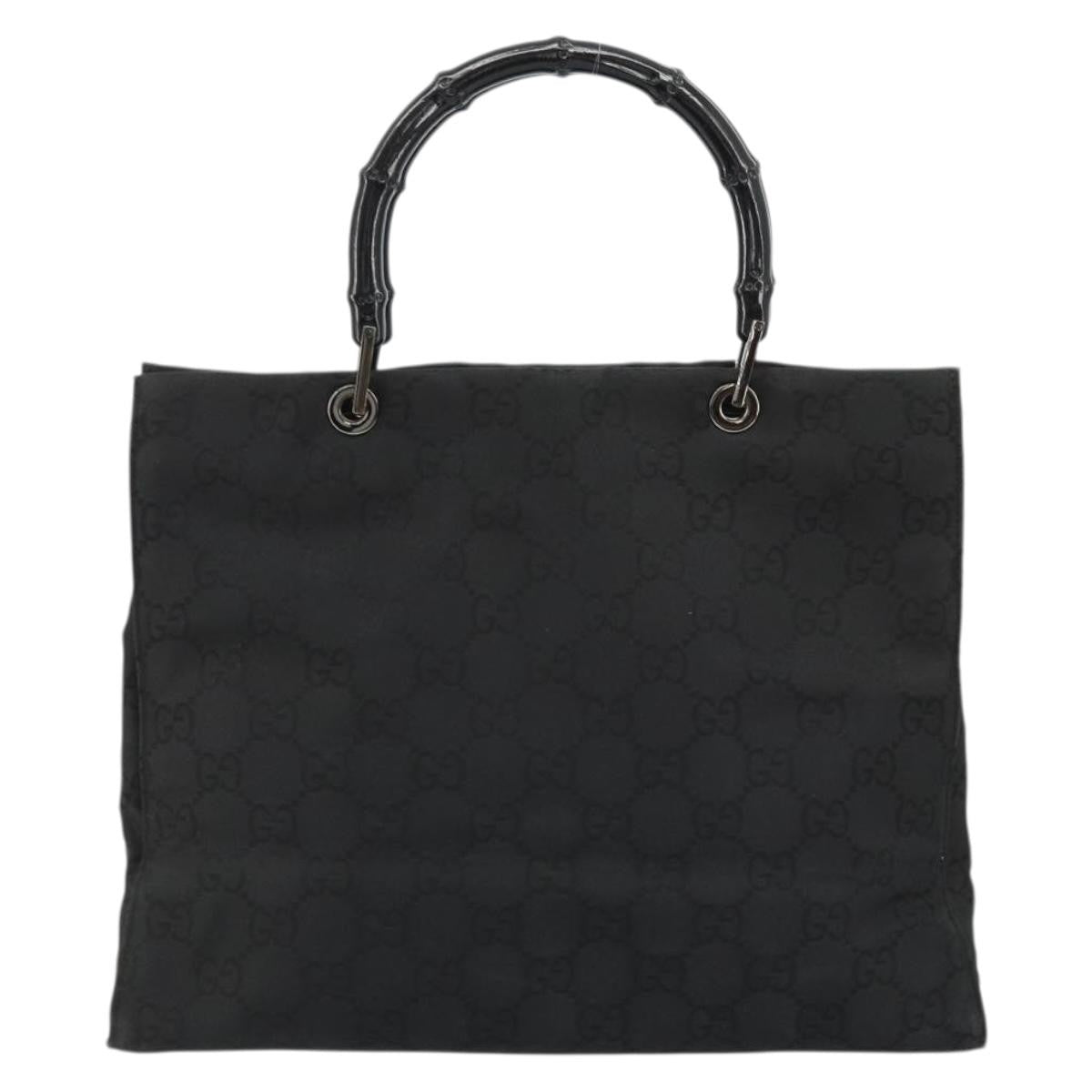 Gucci Vintage Bamboo Handle Tote GG Canvas, Black, Canvas, Tote Bag