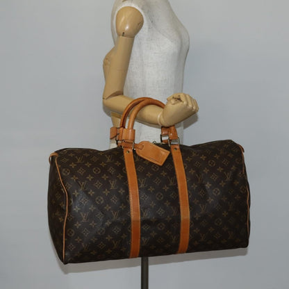 Louis Vuitton Keepall Bag Monogram Canvas, BROWN, CANVAS, Travel bag