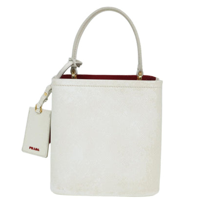 Prada Panier Bucket Bag Embellished Saffiano Leather, WHITE, LEATHER, Handbag