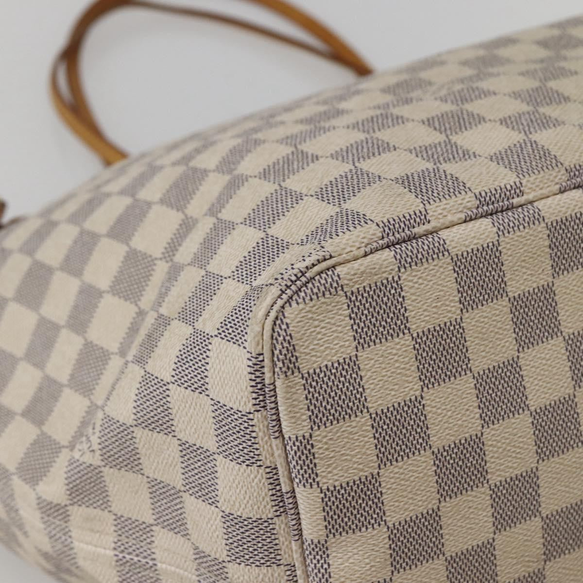 Louis Vuitton Neverfull Tote Damier azur, WHITE, CANVAS, Tote bag