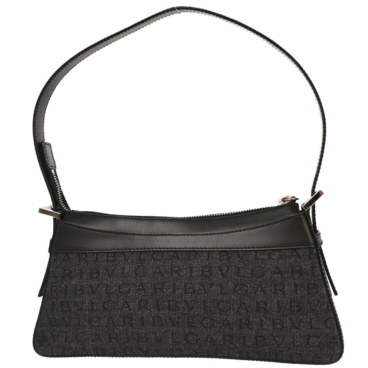 Bvlgari B.Zero1 Logomania Bag Canvas with Leather, BLACK, CANVAS, Shoulder bag