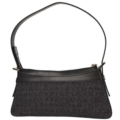 Bvlgari B.Zero1 Logomania Bag Canvas with Leather, BLACK, CANVAS, Shoulder bag