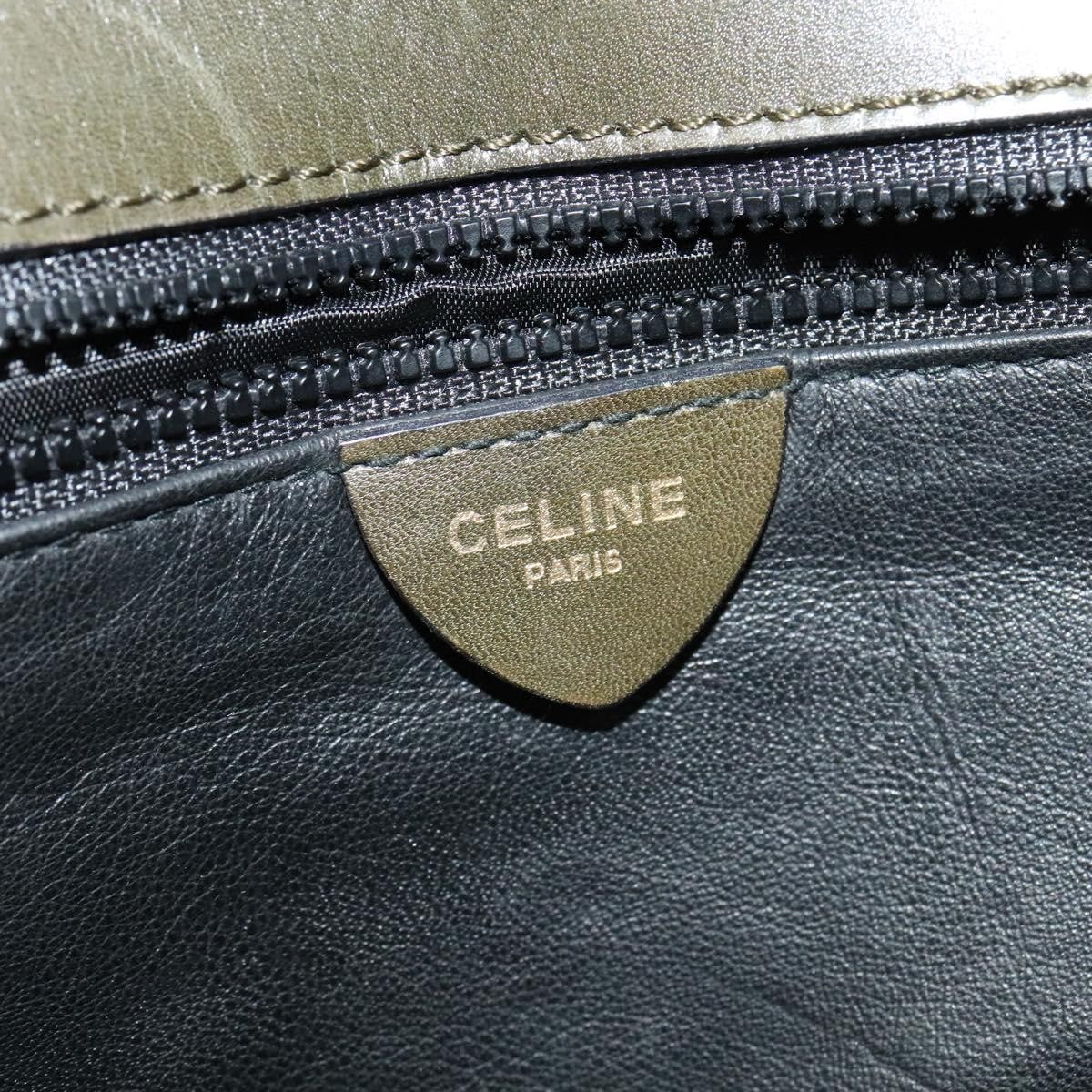 Celine Envelope Shoulder Bag Leather, KHAKI, LEATHER, Shoulder bag