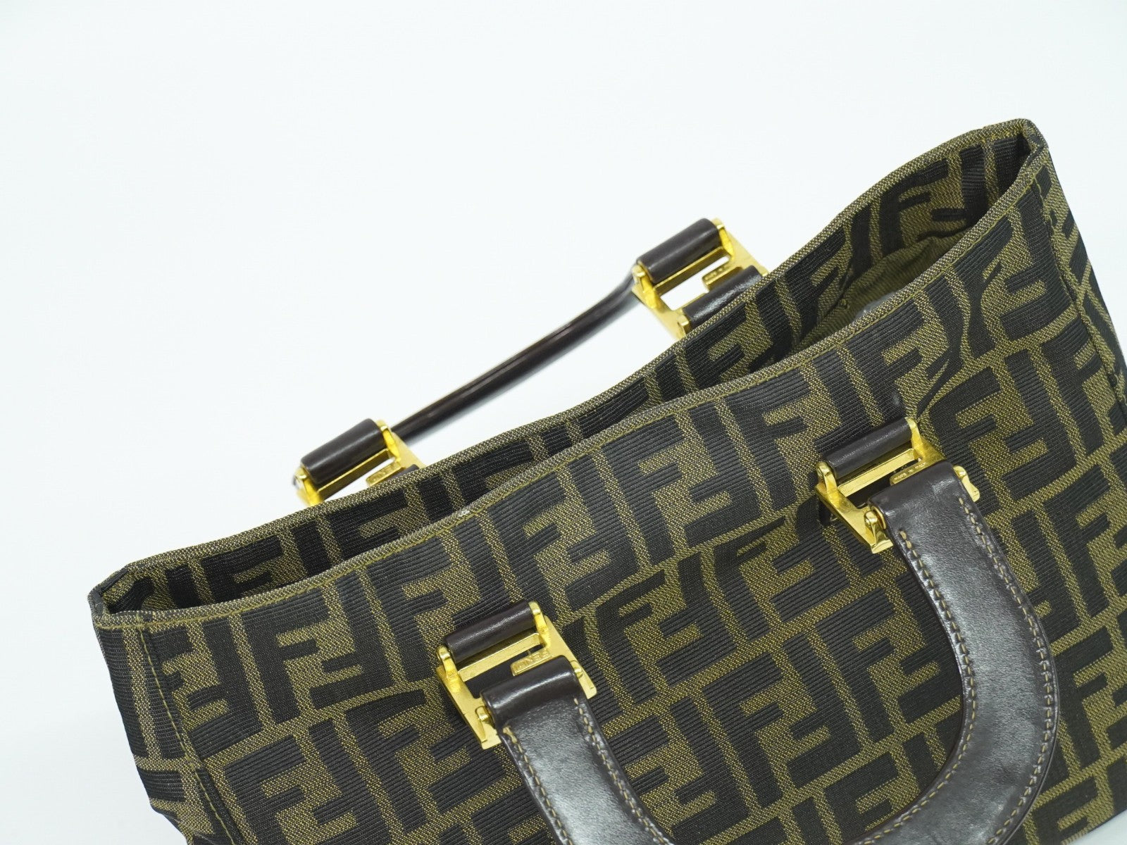 Fendi Vintage Zucca Handbag Zucca, BROWN, CANVAS, Handbag