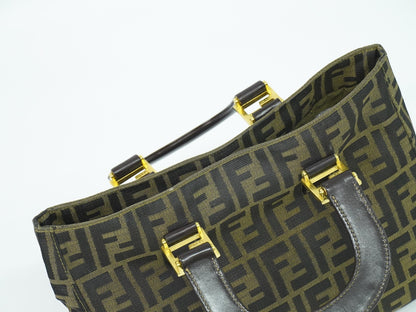 Fendi Vintage Zucca Handbag Zucca, BROWN, CANVAS, Handbag