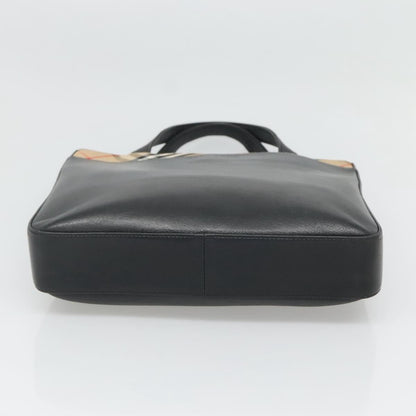 Burberry Nova Check Tote Canvas and Leather, BLACK, LEATHER, Tote bag