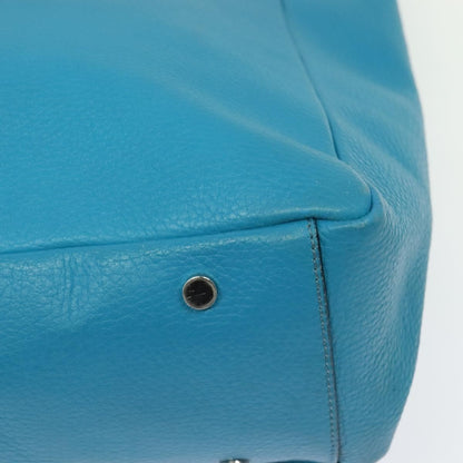 Burberry Tote Leather, BLUE, LEATHER, Tote bag